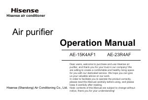 Manuale dell'utente - Hisense HISENSE PURIFICATORE ARIA CON FILTRO HEPA DISPLAY 25MQ AE-15K4AF1