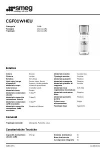 Volantino - Smeg Smeg CGF01WHEU macina caffé 150 W Bianco