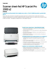 Volantino - HP HP Scanjet Pro 2000 s2 Sheet-feed - Scanner documenti - Duplex - 216 x 3100 mm - 600 dpi x 600 dpi - fino a 35 ppm (mono) - ADF (Alimentatore automatico documenti) (50 fogli) - fino a 3500 scansioni al giorno - USB 3.0