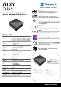 Datasheet - MSI PC MSI CUBI 5 I3-1215U NO HD/RAM M.2+2,5" 4U3 DP/H USBC BT WIFI