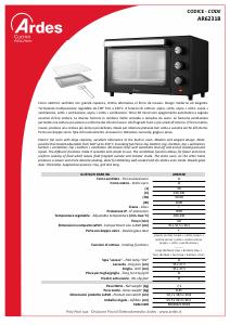 Volantino - Ardes ARDES GUSTAVO DARK (AR6231B) - FORNO ELETTRICO 30 LT - 1600W - 6 FUNZIONI DI COTTURA