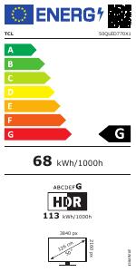 EU etichetta energetica - TCL TVC LED 50 4K QLED GOOGLE TV HDR10+ DOLBY ATMOSTI