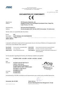 CE Declaration - AOC AOC B1 24B1H Monitor PC 61 cm (24") 1920 x 1080 Pixel Full HD LED Nero