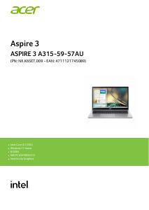 Volantino - Acer ACER NB 15,6" ASPIRE 3 A315-59-57AU i5-1235U 8GB 512GB SSD WIN 11 HOME