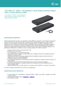 Volantino - i-tec I-TEC USB 3.0/USB-C/THUNDERBOLT 3 DUAL DISPLAY DOCKING STATION GEN2 E POWER DELIVERY 100W