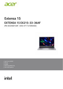 Volantino - Acer ACER NB 15,6" EXTENSA 15 i3-N305 8GB 256GB SSD FREEDOS