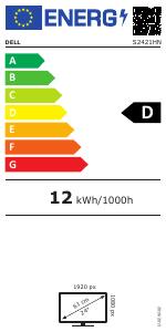 EU etichetta energetica - DELL DELL S Series S2421HN 60,5 cm (23.8") 1920 x 1080 Pixel Full HD LCD Grigio