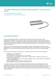 Volantino - i-tec i-tec Metal USB-C Nano 3x Display Docking Station + Power Delivery 100 W