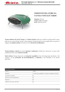 Volantino - Ariete Ariete Termoventilatore da tavolo Vintage Verde - (ARI 8211 TERMOVENTILATORE TAV VINTAGE GR)