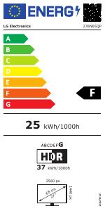 EU etichetta energetica - LG LG MONITOR 27 LED IPS 2560x1440 16:9 5MS 350 CDM,  PIVOT, DP/HDMI, MULTIMEDIALE
