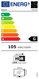 EU etichetta energetica - Hisense TVC LED 65 4K QLED SMART VIDAA 6.0 DOLBY VISIONHO