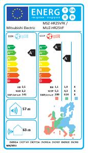 EU etichetta energetica - Mitsubishi Electric MITSUBISHI CONDIZIONATORE 9000BTU A++/A+ SMART WIFI HR25VF-E3