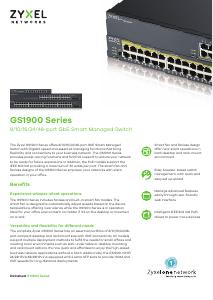 EU Product Fiche - Zyxel Zyxel GS1900-24EP Gestito L2 Gigabit Ethernet (10/100/1000) Supporto Power over Ethernet (PoE) Nero
