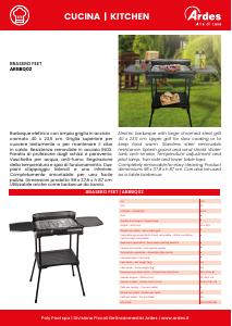 Volantino - Ardes Ardes ARBBQ02 barbecue per l'aperto e bistecchiera Zona cottura Elettrico Nero 2200 W - (ARD ARBBQ02 BARBECUE ELETTR BRASERO FEET)