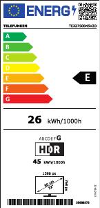 EU etichetta energetica - Telefunken TVC LED 32 HD SMART LINUX HDR10  WIFI S2 2HDMI2 U