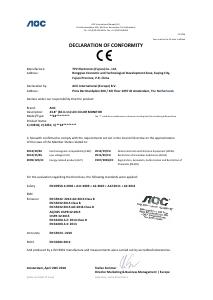 CE Declaration - AOC AOC E1 24E1Q Monitor PC 60,5 cm (23.8") 1920 x 1080 Pixel Full HD LED Nero