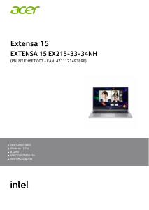 Volantino - Acer NB 15,6 I3-N305 8GB 256SSD W11P ACER EXTENSA EX215-33