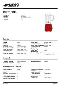Volantino - Smeg Smeg BLF01RDEU frullatore 1,5 L Frullatore da tavolo 800 W Rosso