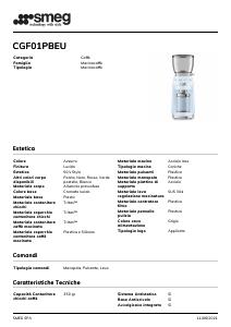 Volantino - Smeg SMEG - Koffie - Koffiebonenmolen CGF01PBEU Blauw (CGF01PBEU)