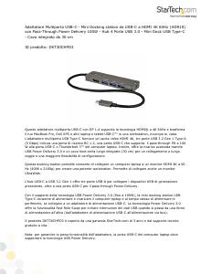 Volantino - StarTech.com StarTech.com Adattatore Multiporta USB-C - Mini Docking station da USB-C a HDMI 4K 60Hz (HDR10) con Pass-Through Power Delivery 100W - Hub 4 Porte USB 3.0 - Mini Dock USB Type-C - Cavo integrato da 30 cm