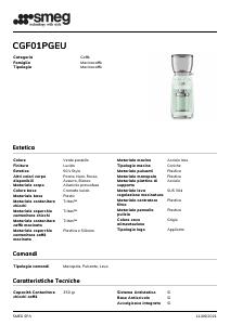 Volantino - Smeg Smeg CGF01PGEU koffiemolen - Pastelgroen - 150 W (-)