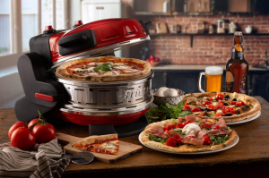17425772690065-ariete927pizzeriafornopizzadoppio2300w2pietrerefrattarie2pizzein4minuti2termostatidiametro32cm5livellidicottura2paleinacciaioinoxrosso