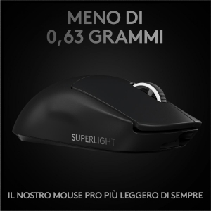 17450425339935-logitechgproxsuperlightmousegamingwirelessleggero63gsensorehero25k25600dpi5tastiprogrammabililungaautonomiamemoriaintegrataperesportcompatibileconpcemacnero