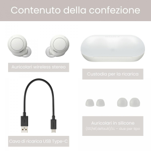 17454614449526-sonyauricolariwfc500truewirelessfinoa20orediduratadellabatteriaconcustodiadiricaricacompatibileconlassistentevocalemicrofonointegratoperletelefonateconnessionebluetoothaffidabilebianco