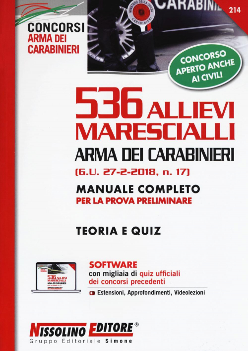 17277940155571-libro536allievimarescialliarmadeicarabinierigu2722018n17manualecompletoperlaprovapreliminareteoriaequizconsoftwaredisimulazioneeditorenissolinoanno2018