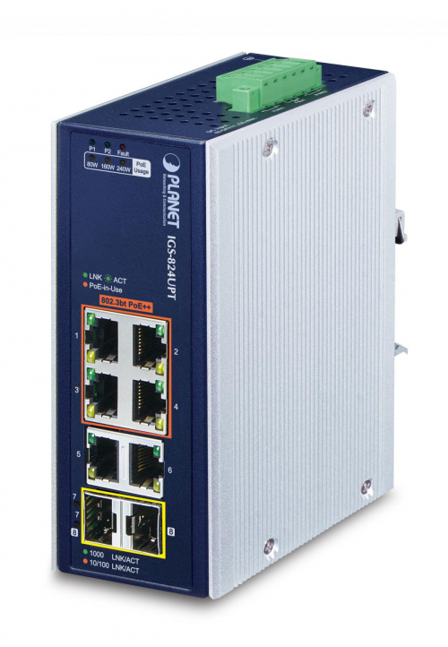 17443444580105-planetip30industrial4portnongestitogigabitethernet101001000supportopoweroverethernetpoeblubianco