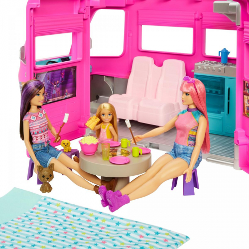 17446578241719-barbiecamperdeisogniveicoloconscivoloepiscina2cuccioli7areegiocoalto76cm60accessoriregaloperbambini3anni