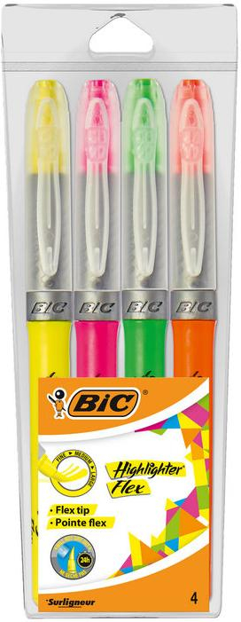 17447473366588-bic950470evidenziatore4pzpuntadelpennelloverdearancionerosagiallo